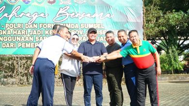 Olahraga Bersama Forkopimda, Herman Deru Launching  Sarana Olahraga Jasdam II/Sriwijaya