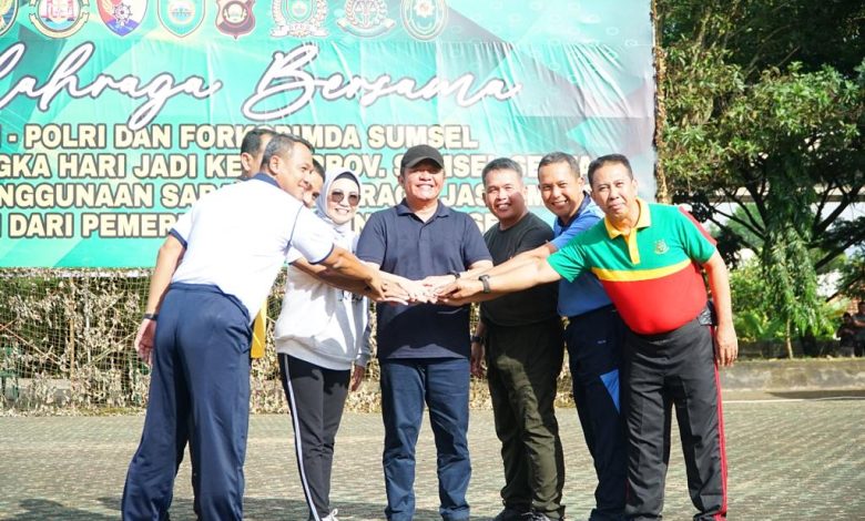 Olahraga Bersama Forkopimda, Herman Deru Launching  Sarana Olahraga Jasdam II/Sriwijaya